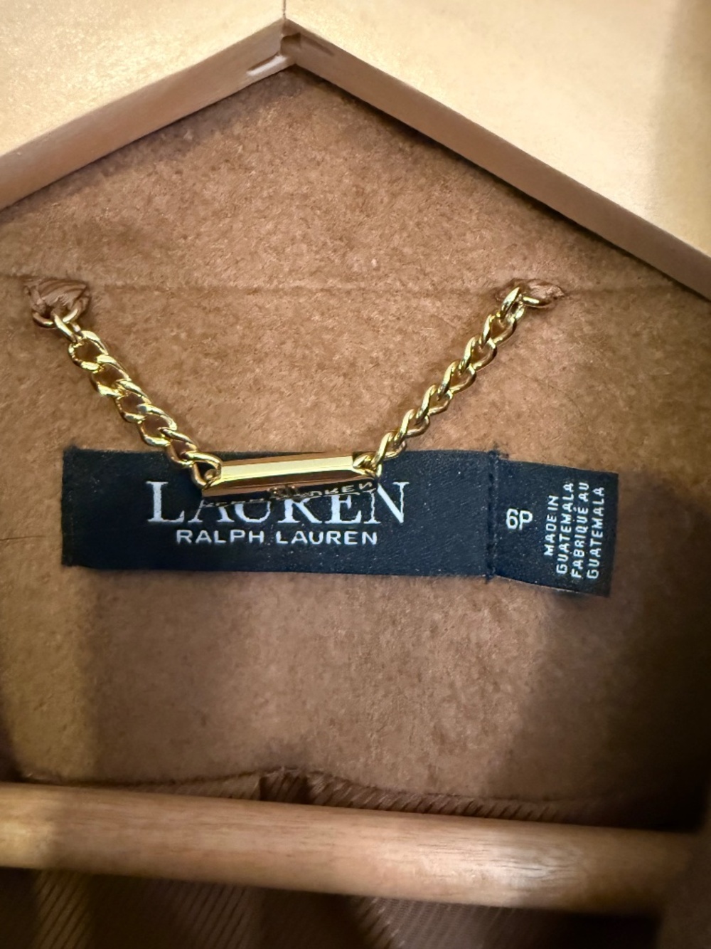 Lauren by Ralph Lauren Belted Wool & Cashmere Blend Wrap Coat Size 6P Camel - Picture 3 of 4